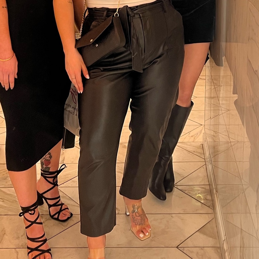 Calvin Klein Pleather pants - tie waist